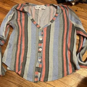 Brand:Hiatus-Size:L-Color:Pastel green, salmon pink, forest-ish green,light blue